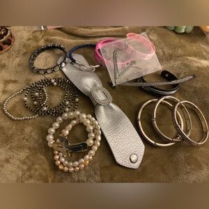 Silver and Pearl Bracelet Set